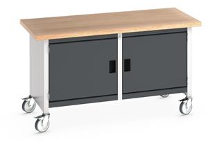41002097.** Bott Cubio Mobile Storage Workbench 1500mm wide x 750mm Deep x 840mm high supplied with a Multiplex (layered beech ply) worktop and 2 x integral storage cupboards (650mm wide x 650mm deep x 500mm high)....